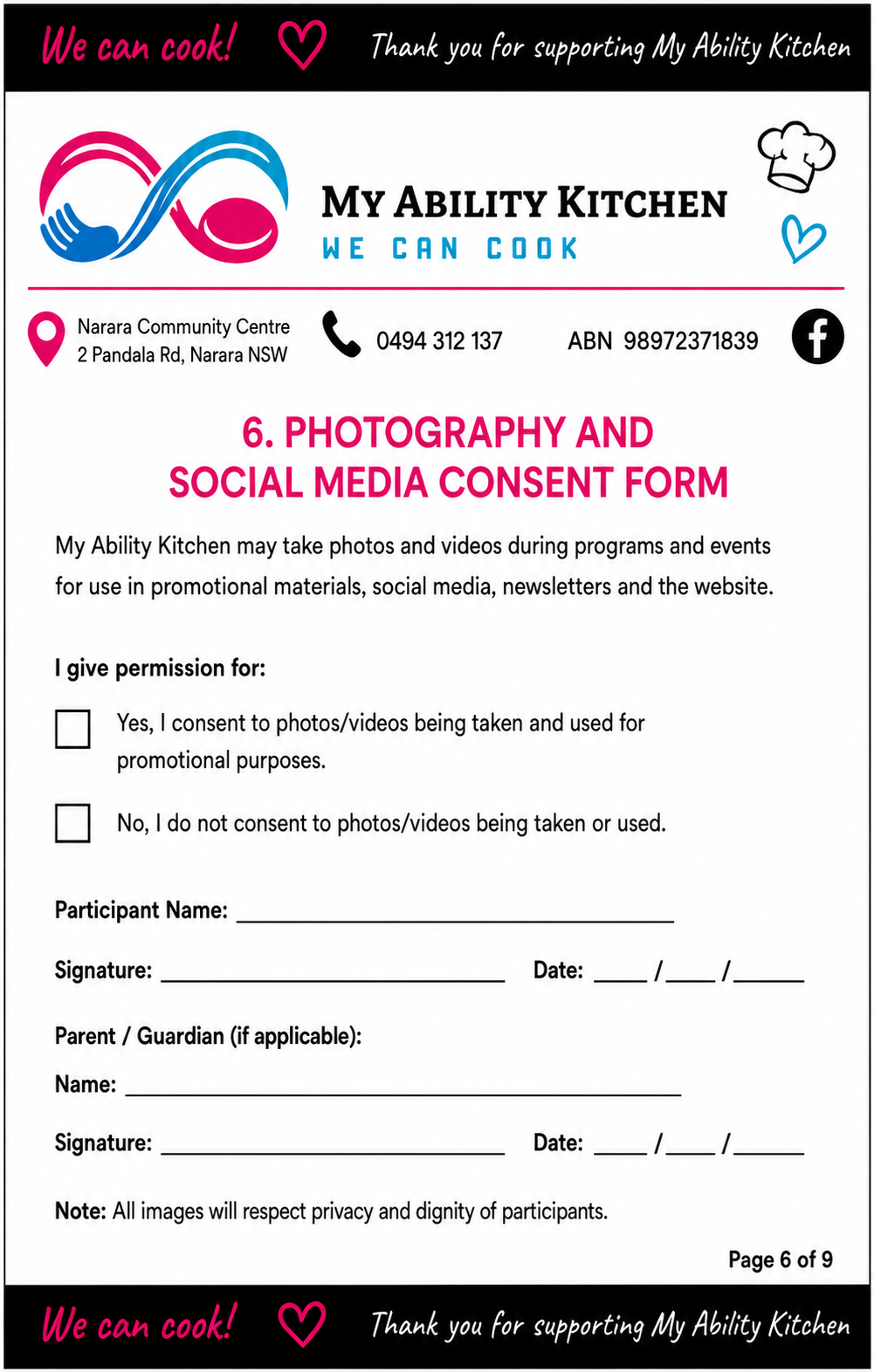 Photography & Social Media Consent preview