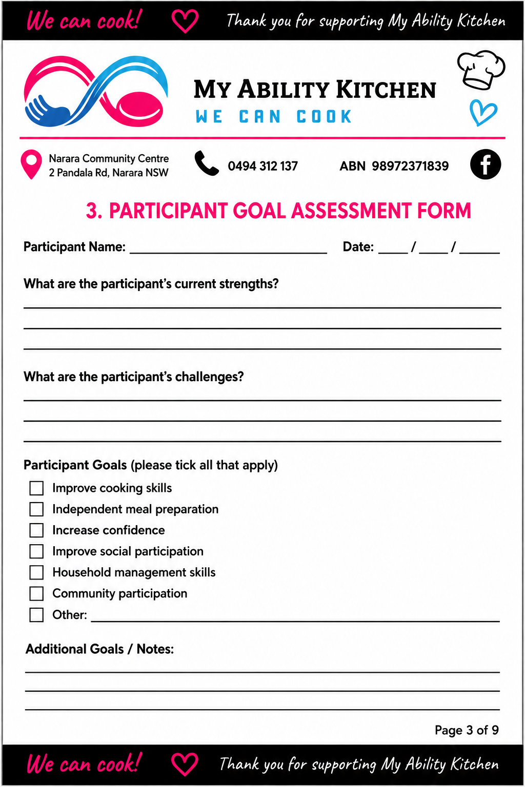 Participant Goal Assessment preview