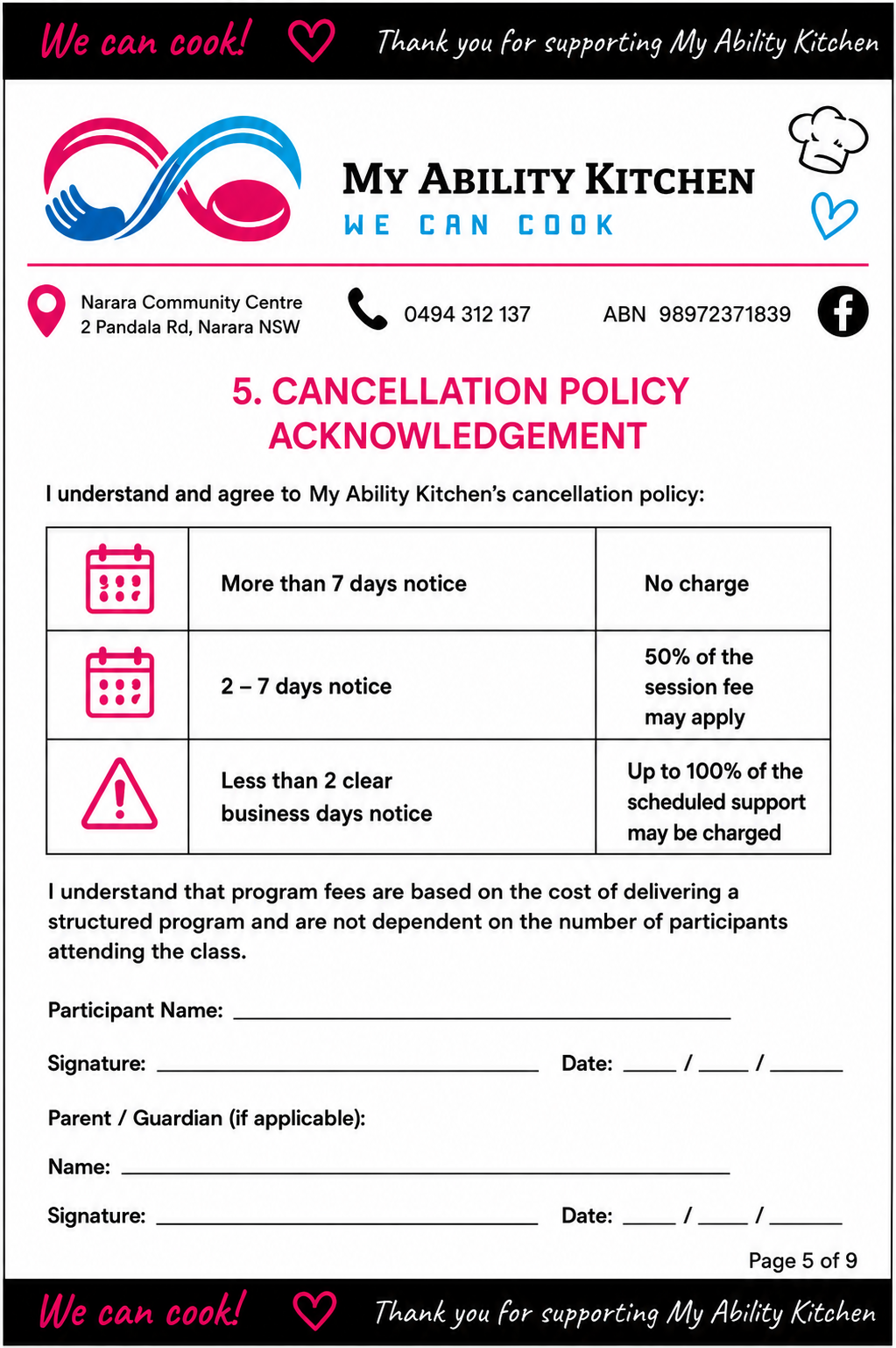 Cancellation Policy preview